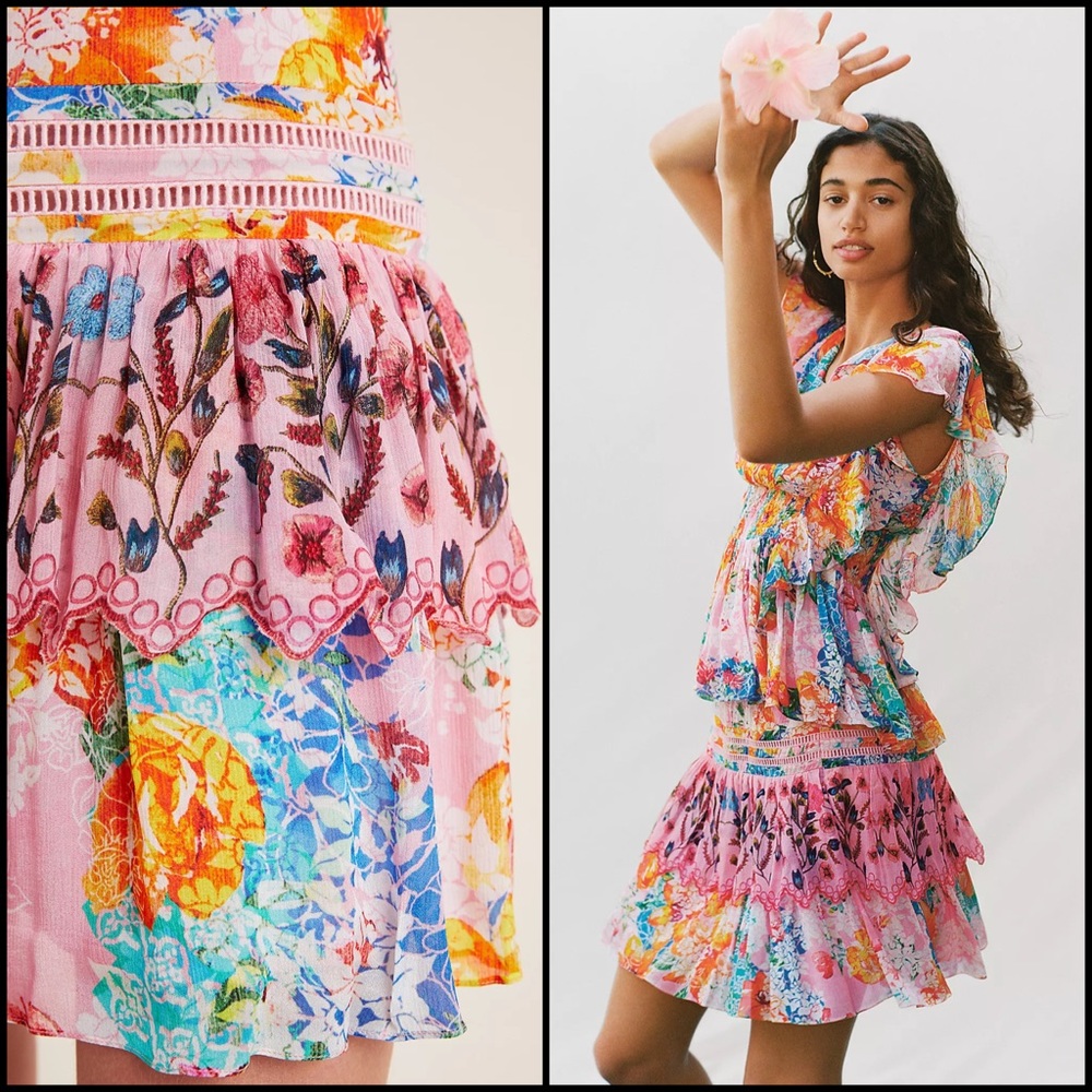 Anthro Bhanuni by Jyoti Floral Tiered Skirt - Picture 2 of 9